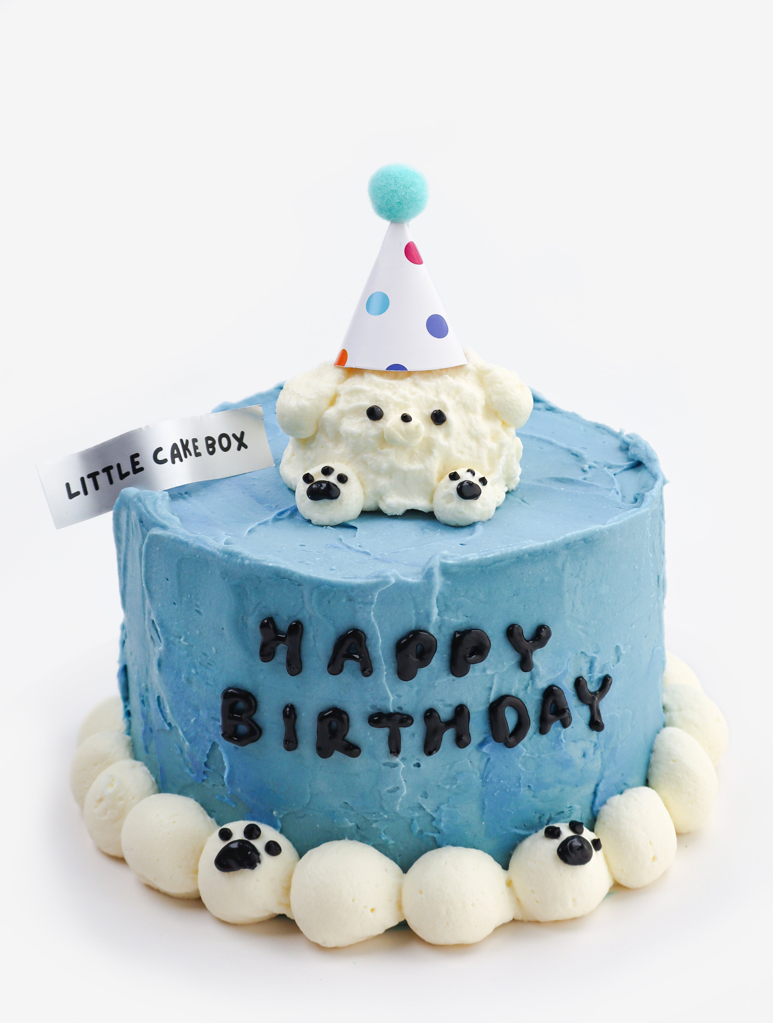 Blue White Puppy Cake