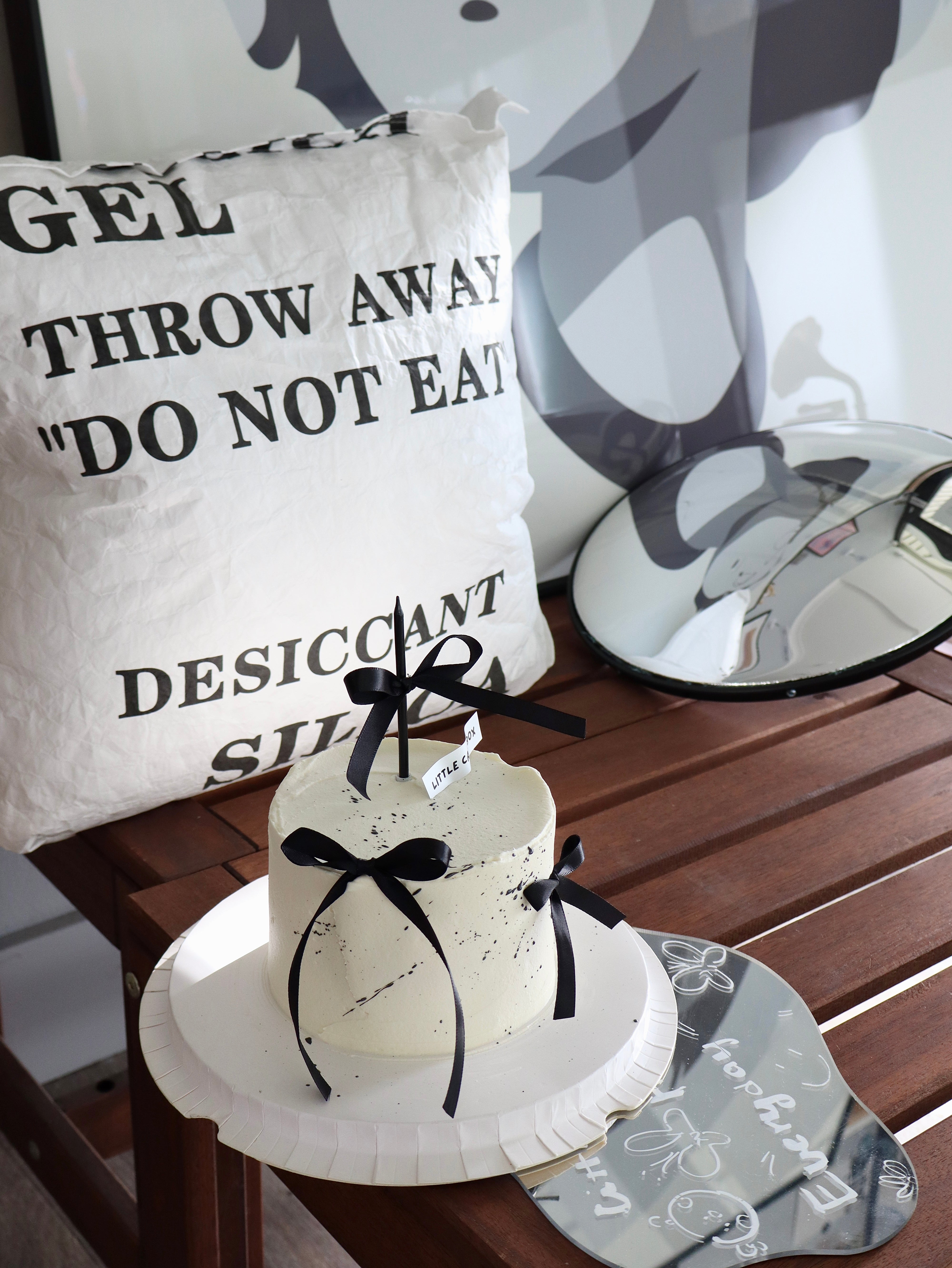 Triple Black Ribbon Cake