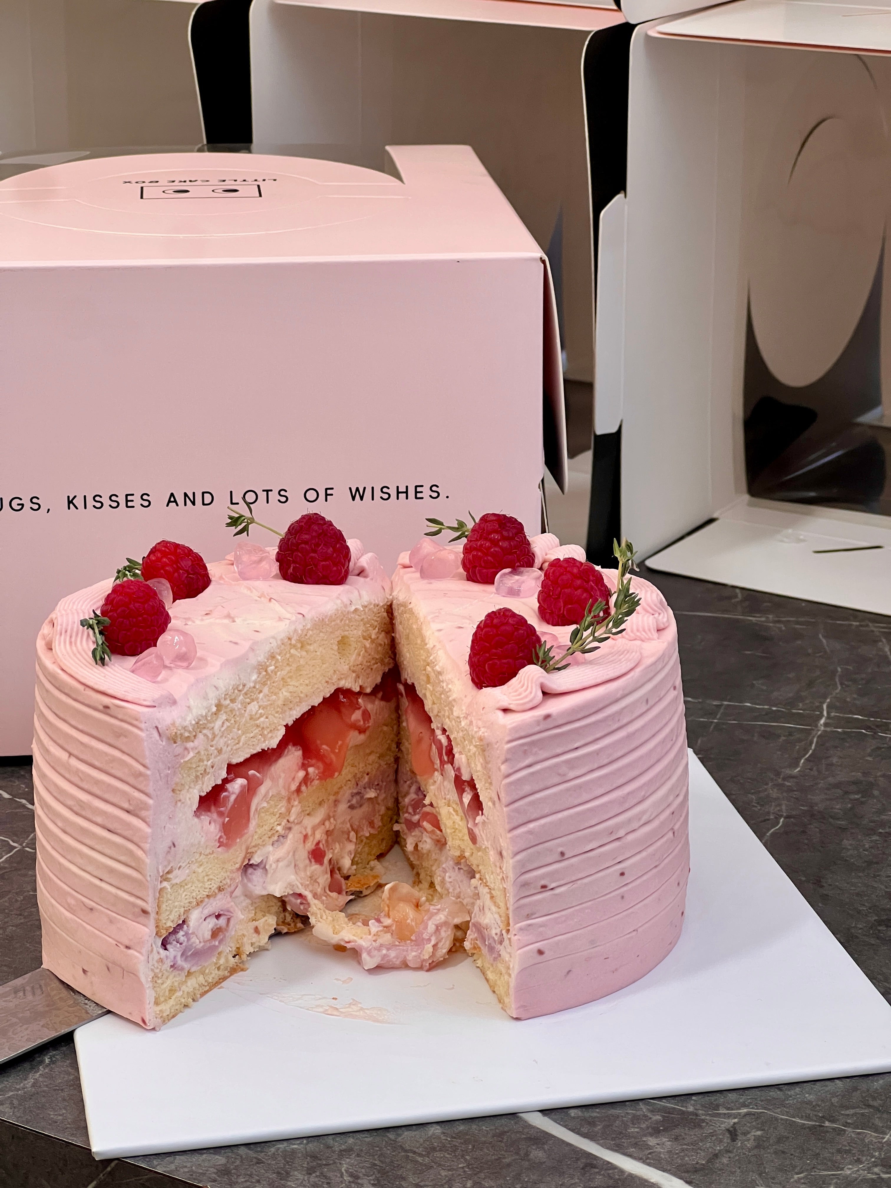 Raspberry Lychee Peach Cake