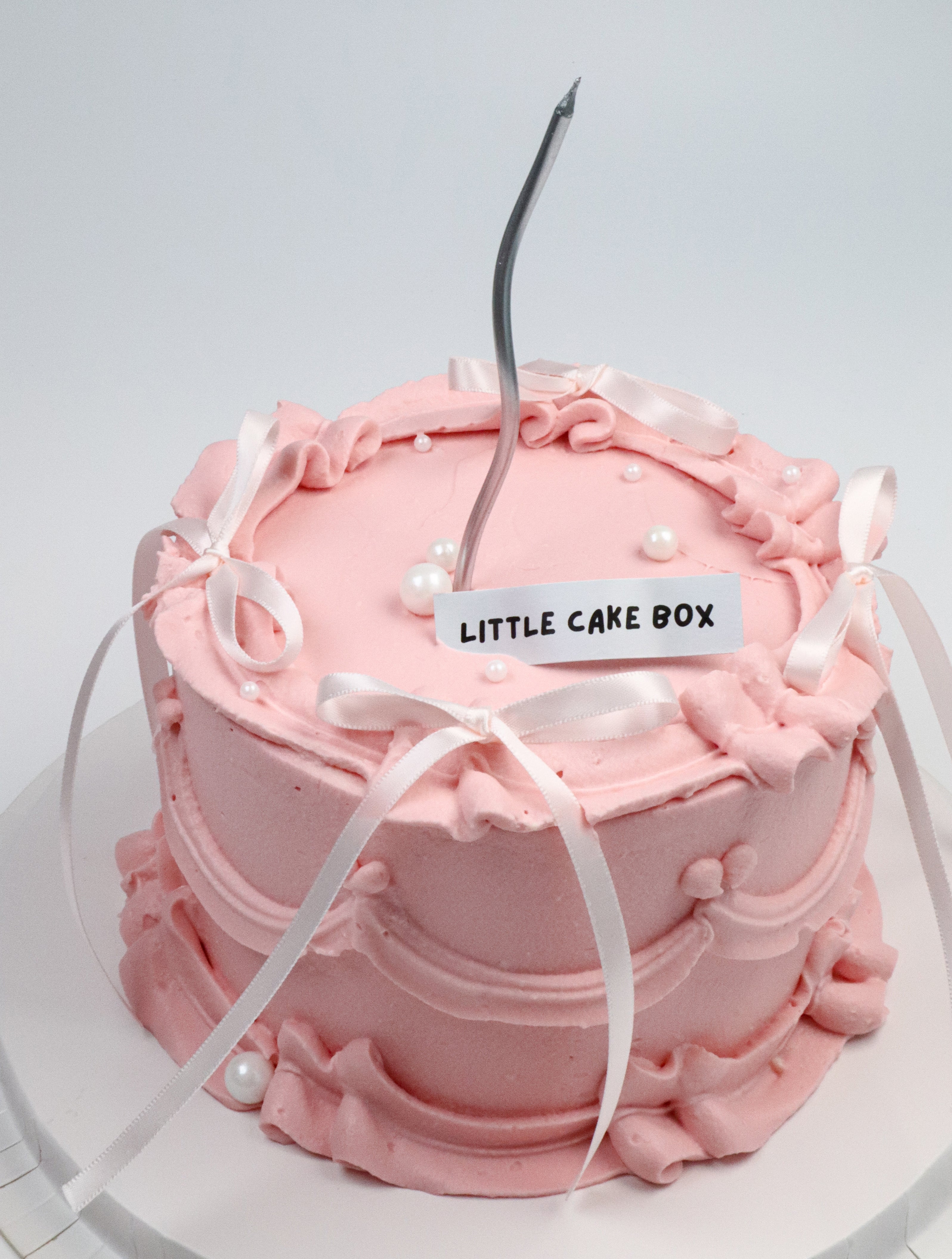 Pink on Pink Ballet Bow Vintage Ribbon Cake