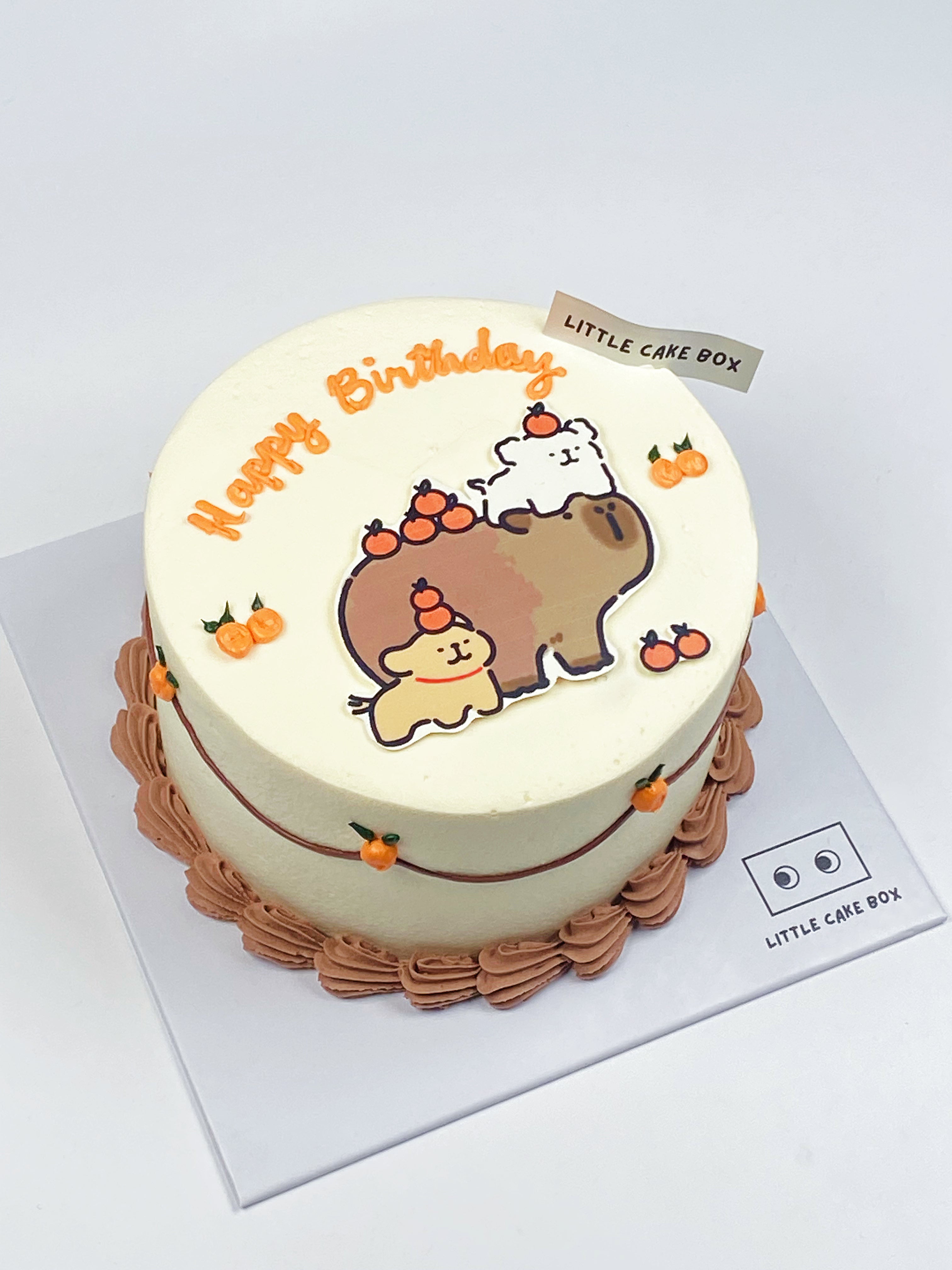 Capybara and Maltese Puppy cake