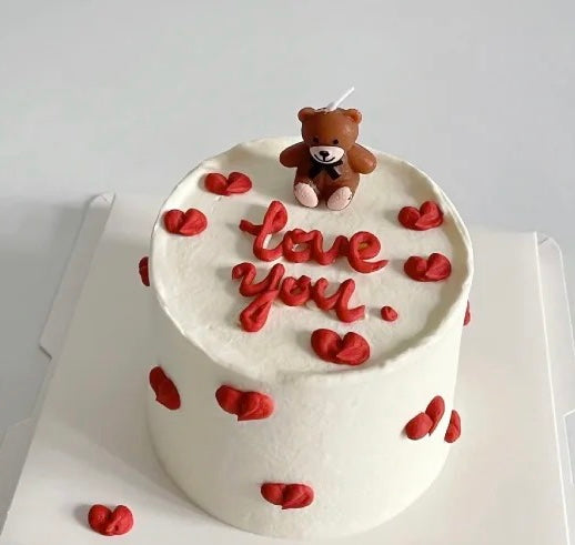 Red and White Heart Cake
