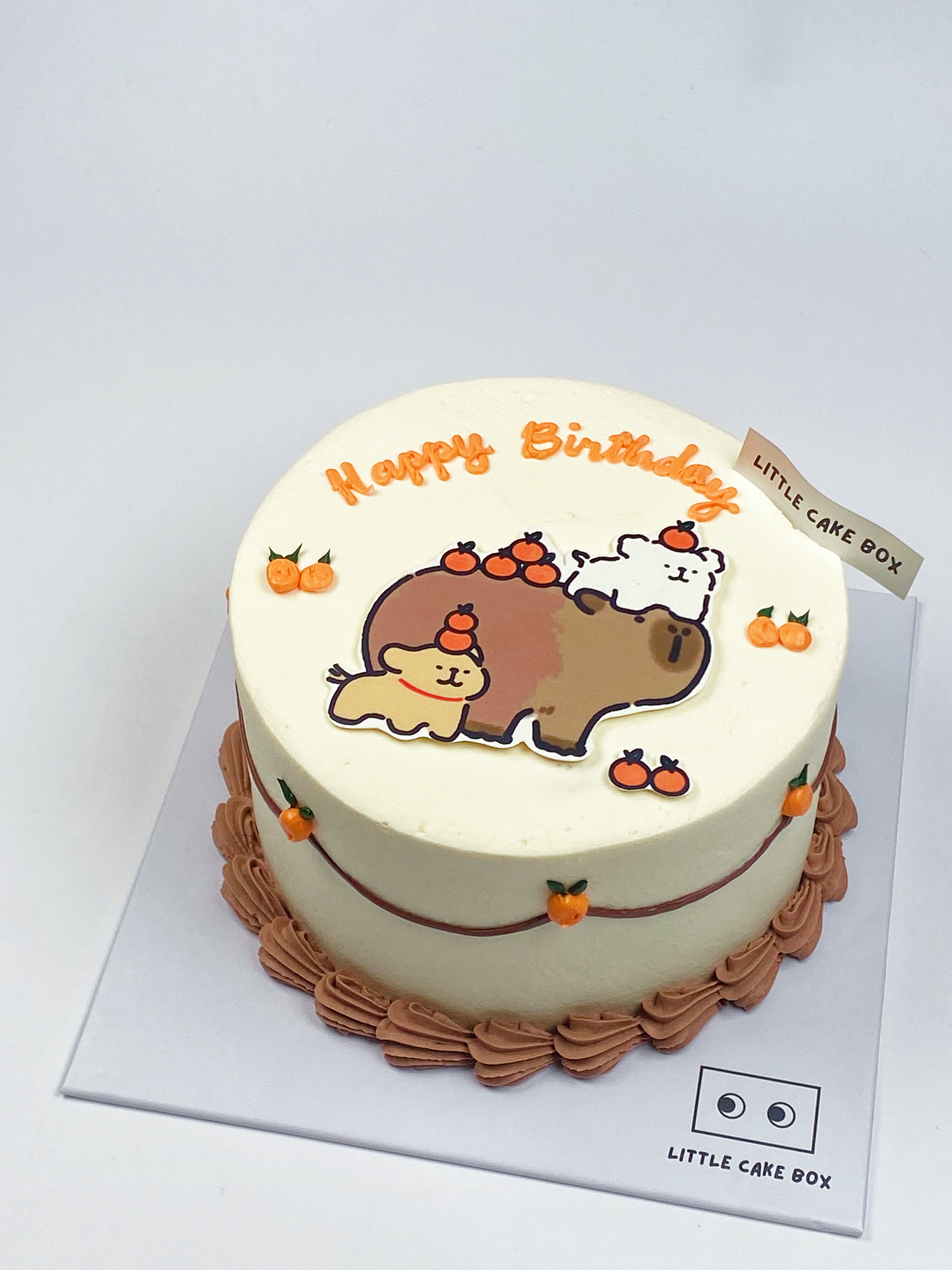 Capybara and Maltese Puppy cake