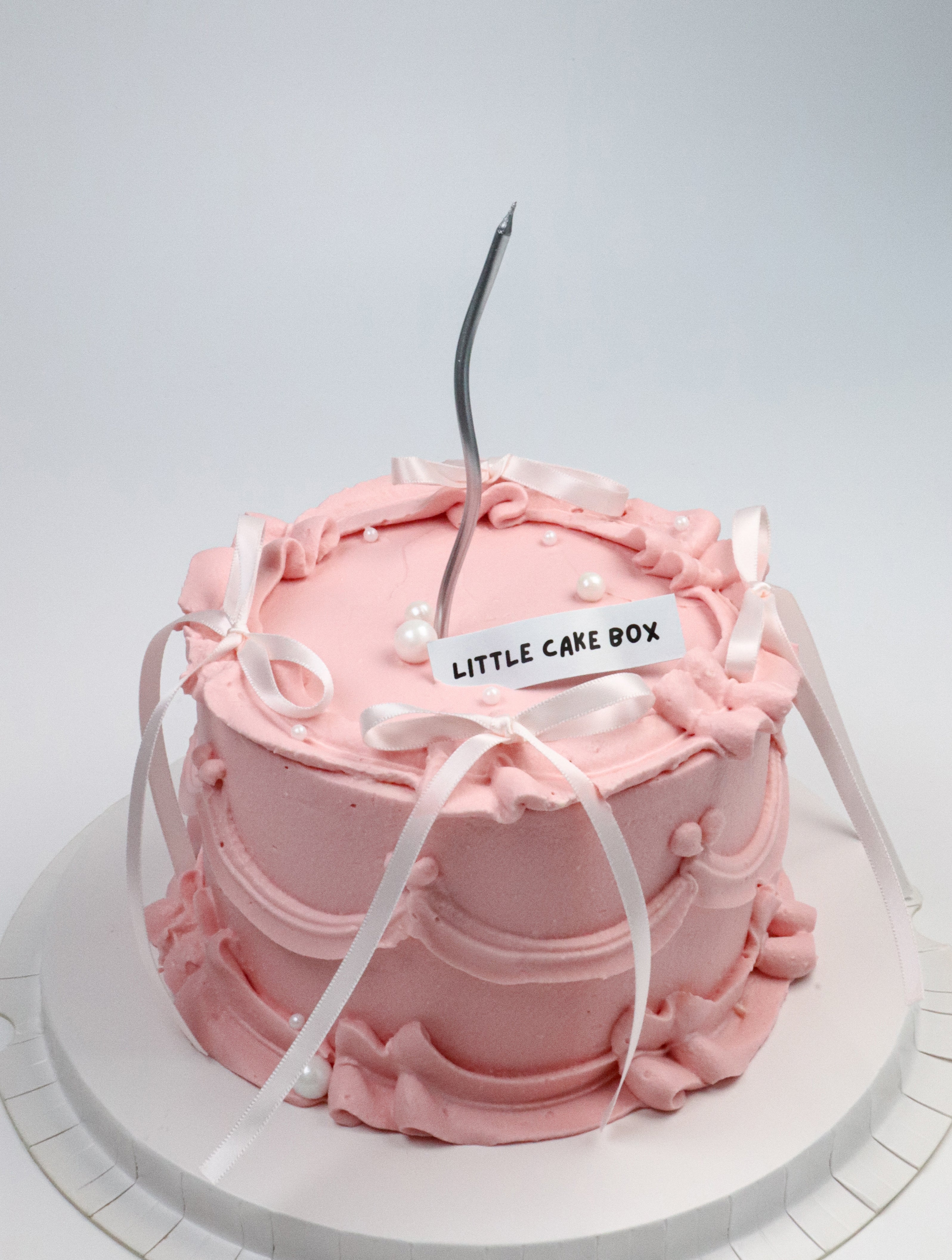 Pink on Pink Ballet Bow Vintage Ribbon Cake | Little Cake Box