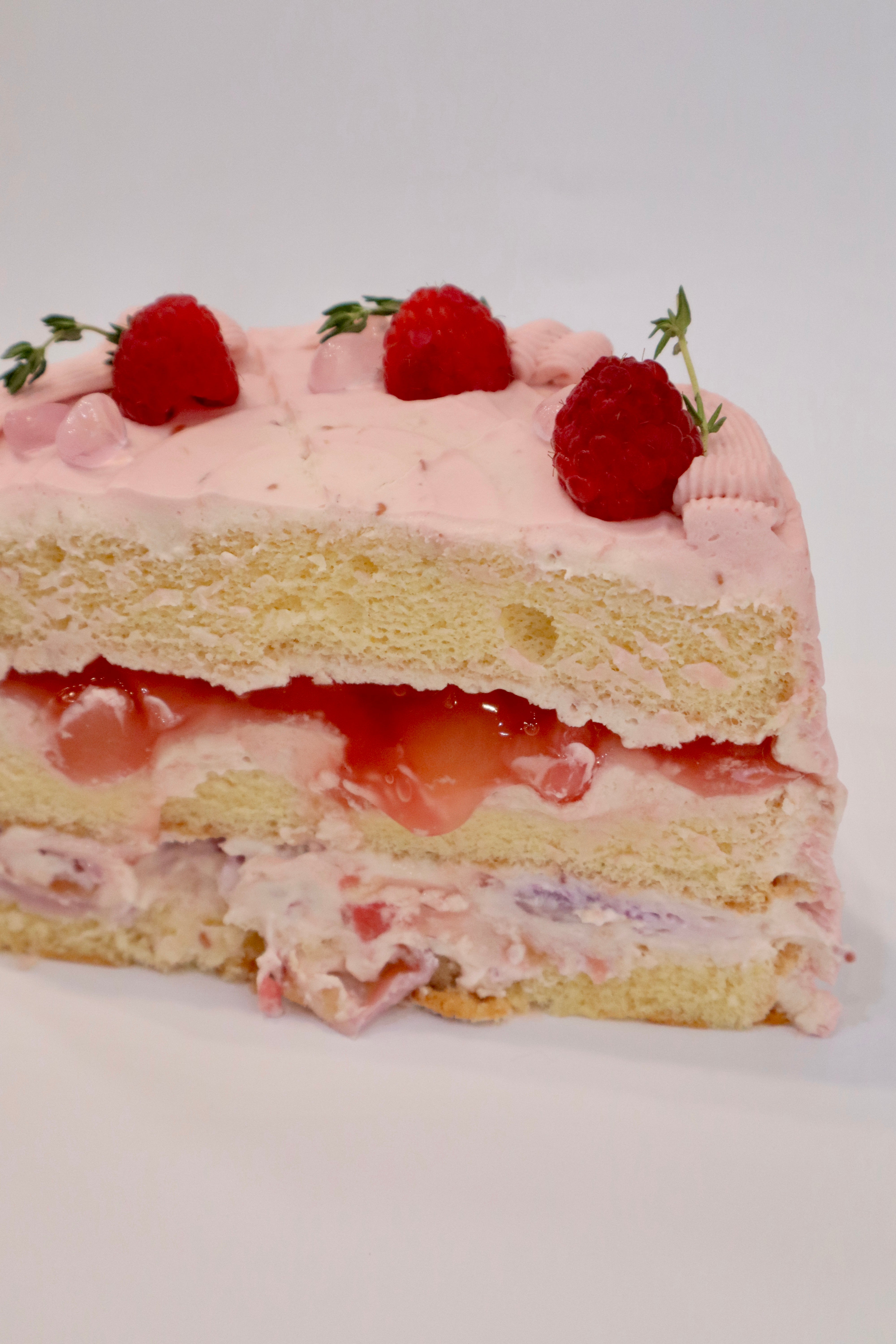 Raspberry Lychee Peach Cake