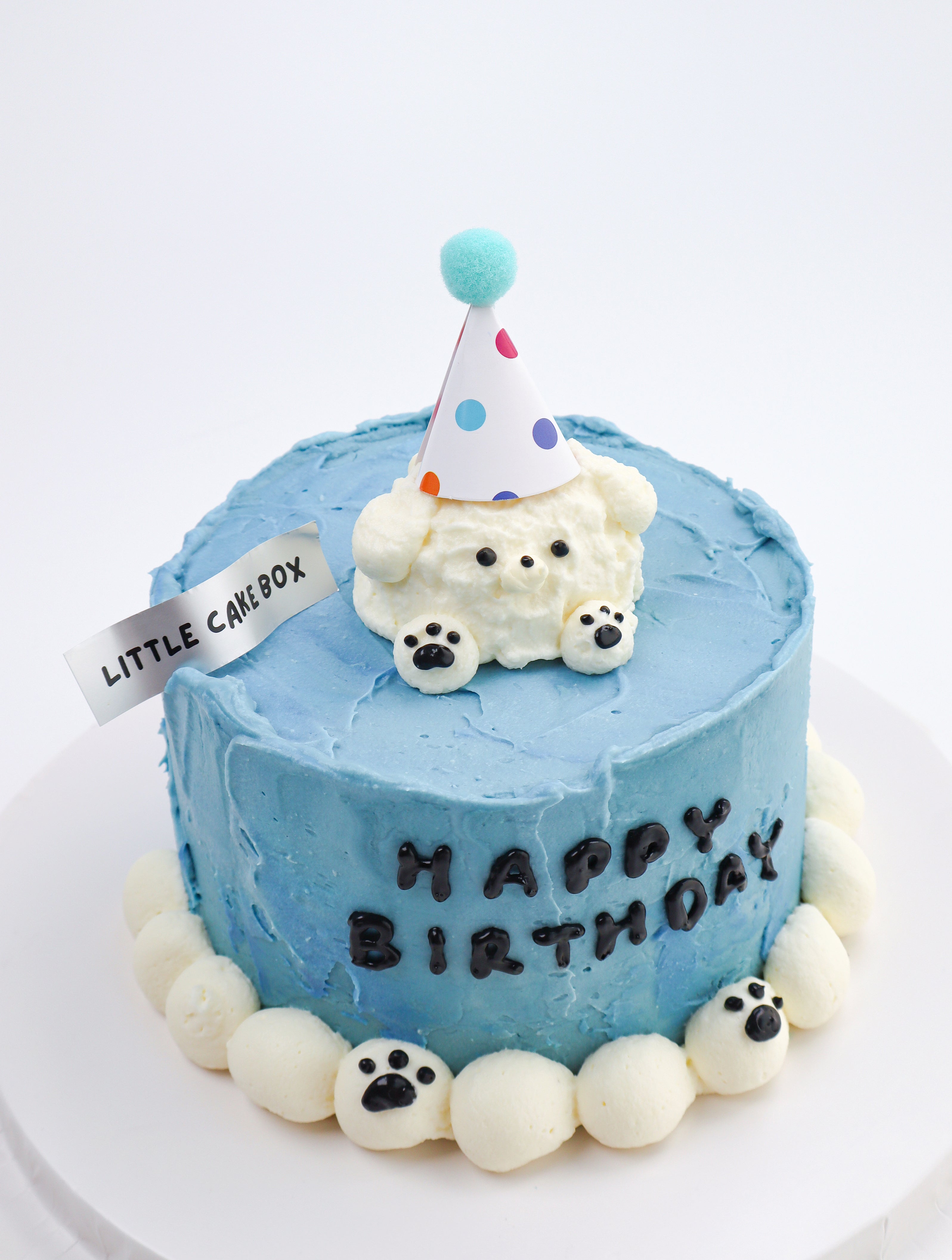 Blue White Puppy Cake