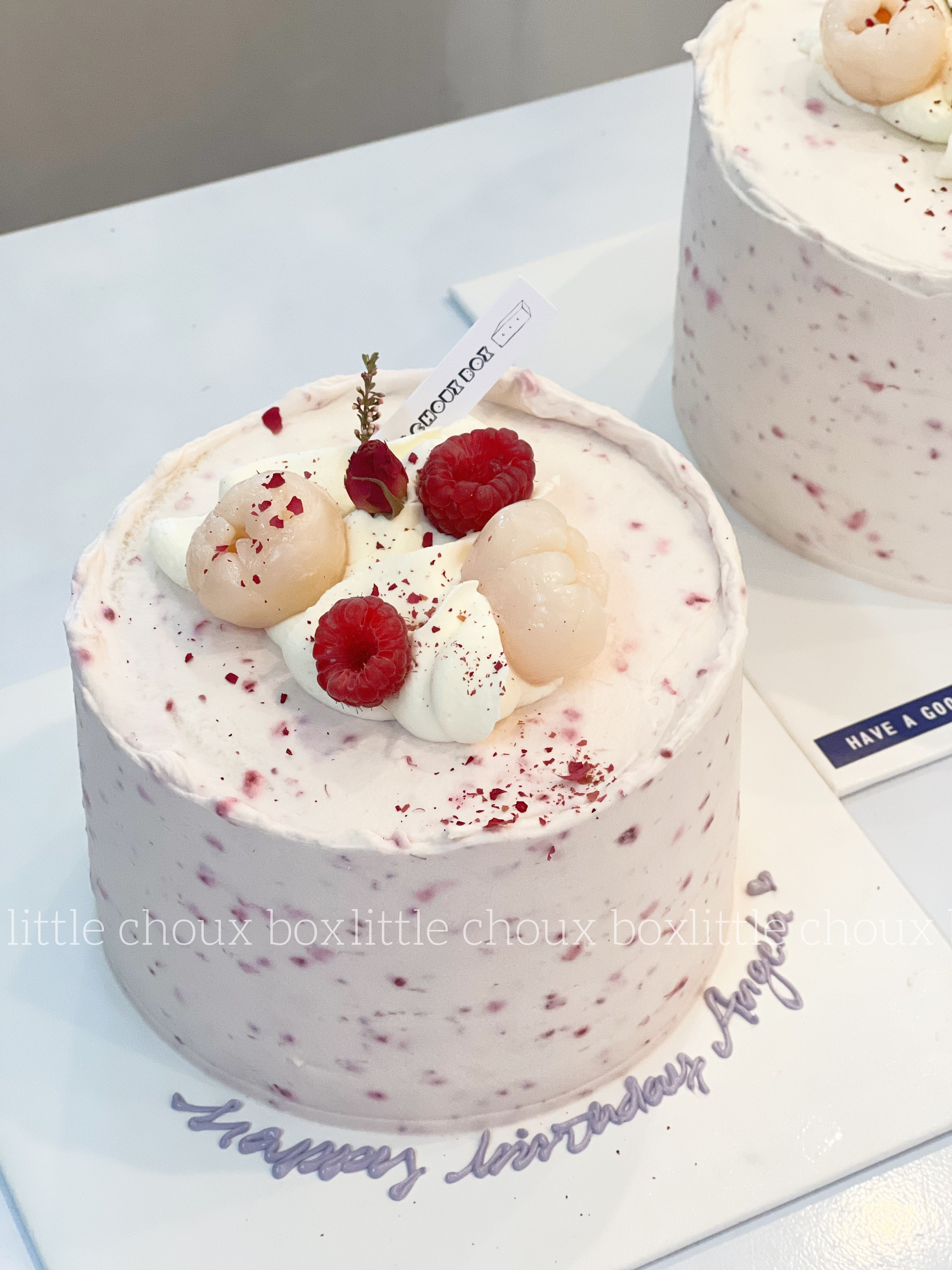 Raspberry Lychee Peach Cake