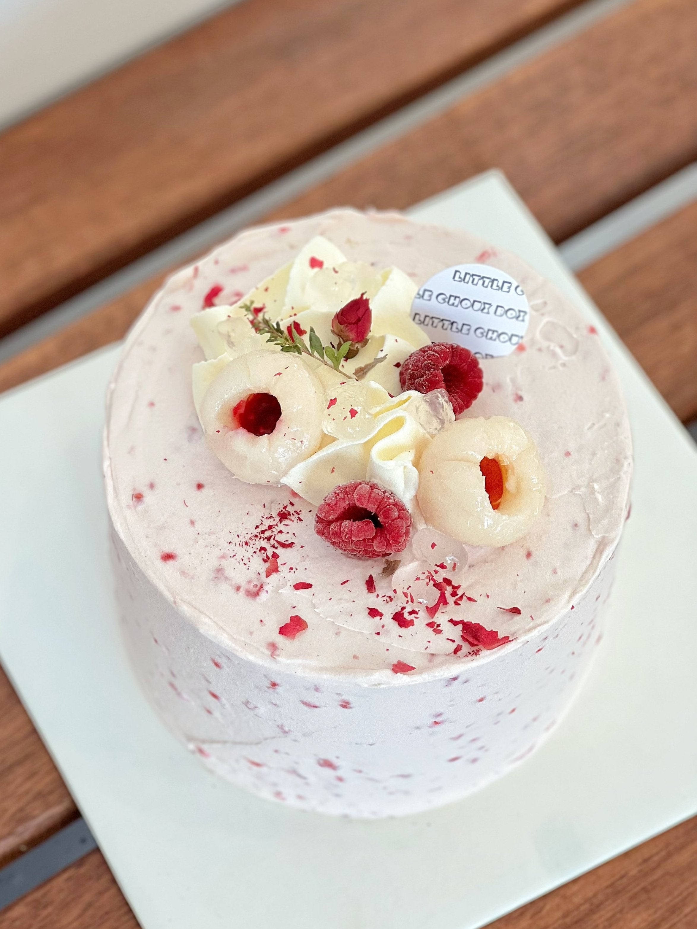 Raspberry Lychee Peach Cake